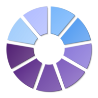Blue tone circle infographic with 9 steps, process or options. Presentation slide template. png