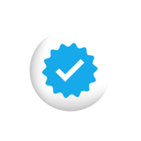 Verification icon symbol. Social media account verification icon. Blue check mark png