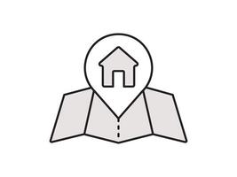 Within a flat-style depiction, a location marker distinguishes itself on an urban map, denoting a precise spot vector