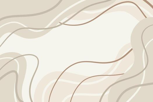 Modern abstract neutral background with waves lines and geometric shapes. Contemporary design in Beige color. vector
