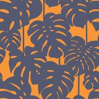 Bright tropical background with jungle plants. Exotic pattern with monstera palm leaves. vector