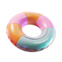 A 3D rendering of a colorful inflatable ring float with a glossy finish, perfect for summer fun png