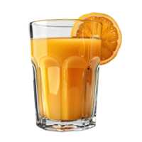 Orange juice . Refreshing orane juice in glass . Orange juice with an orange slice as refreshment during summertime heat isolated. Refreshing orange drink png