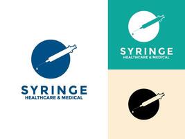 Syringe logo icon set design template, injection icon vector