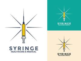 Syringe logo icon set design template, injection icon vector