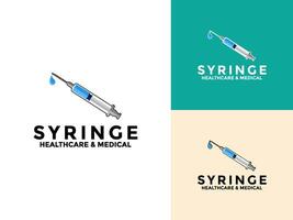 Syringe logo icon set design template, injection icon vector