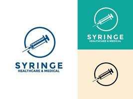 Syringe logo icon set design template, injection icon vector