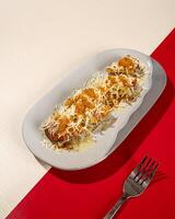 Cheese fried bananas are bananas that are dry fried and then sprinkled with cheese and milk photo