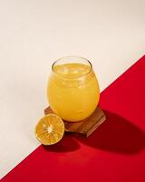 Cold-pressed oranges are usually consumed during the day and have a refreshing taste photo