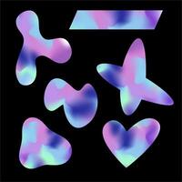 Various abstract gradient symmetrical shapes elements. Vibrant colorful graphic objects for poster, ad, background, backdrop, flyer. vector
