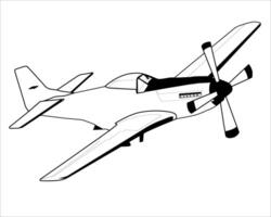 line art illustration of an airplane with a small propeller vector