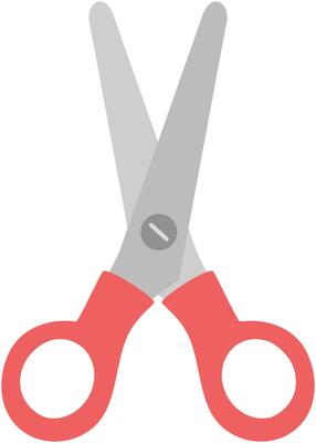 Flat illustration of open scissor isolated on white background.