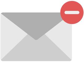 Flat illustration of envelope with minus sign isolated on white background. vector