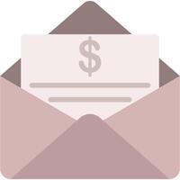 Opened envelope with money flat icon isolated on white background. vector