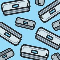 Colorful air conditioner cooler objects pattern design illustration isolated on square blue background. Simple flat electronic technology cartoon art styled drawing. vector