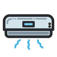 Colored air conditioner cooler technology electronic object icon illustration with outline isolated on square white background. Simple flat electronic technology cartoon art styled drawing. vector