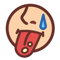 Colored tongue ulcers icon illustration sign drawing with black outline isolated on square white background. Simple flat cartoon art styled drawing. vector