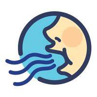 Yawn or breathe from mouth colorful icon sign illustration with outline isolated on square white background. Simple flat cartoon art styled drawing. vector
