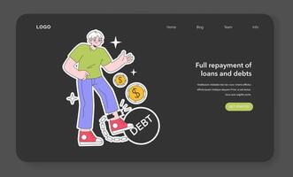 Senior life milestone web banner or landing page. Getting old and maturing vector