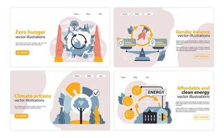 SDG or sustainable development goals web banner or landing page vector