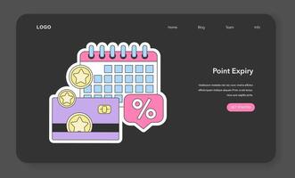 Expiring reward points nighmode or darkmode web banner or landing vector