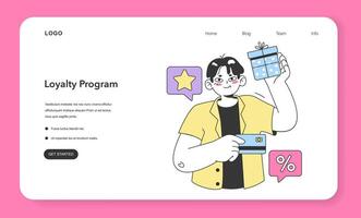 Loyalty program web banner or landing page. Commercial vector