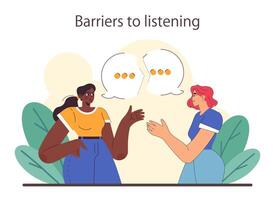 Active listening skill. Attentive business character or employee soft vector