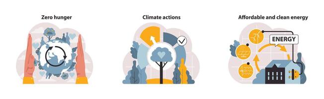 SDG or sustainable development goals set. Global target for better vector