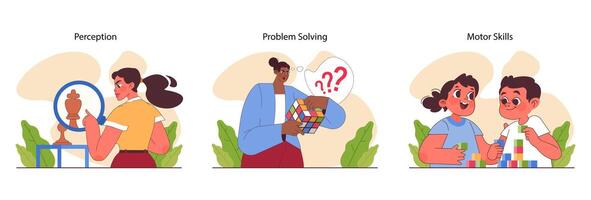 Cognitive skills set. Human cognitive function, ability or capacity to process vector