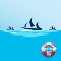 Happy maritime day, ship and ocean with copyspace area vector