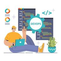 DevOps. Software development methodology. Software development vector