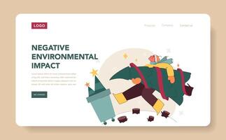 Christmas' negative impact on environment web banner or landing page vector