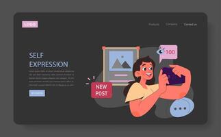 Authenticity in self-expression nighmode or darkmode web banner vector
