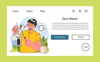 Conscious consumption web banner or landing page. Character vector