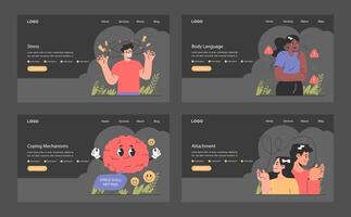 Emotional intelligence set. Emotions awareness and self-control skill vector