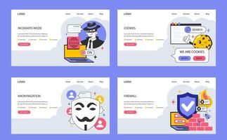 Data privacy web banner or landing page. Cyber or web security. vector