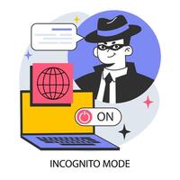 Incognito mode. Private access to browser. Anonymous search on laptop vector
