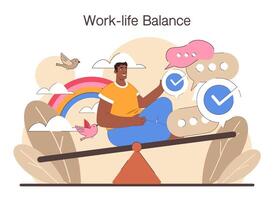 Digital multitasking. Effective and competent office worker media vector