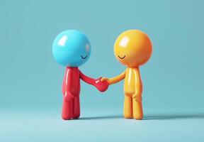Minimalist Figurines Shaking Hands in a Surreal Setting photo