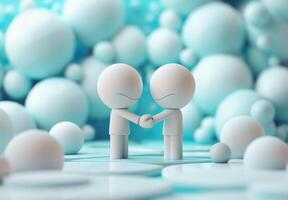 Minimalist Figurines Shaking Hands in a Surreal Setting photo