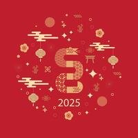 Chinese New Year 2025, Year of the Snake, zodiac. Chinese New Year banner template with snake and traditional patterns. Minimalistic style. vector
