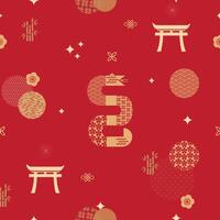 Chinese New Year 2025, Year of the Snake, zodiac. Chinese New Year banner template with snake and traditional patterns. Minimalistic style. Seamless pattern vector