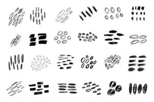 Brush stroke hand drawn doodle shape set. Scribble ink round marker abstract shapes vector
