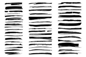 Permanent marker lines for underlining and highlight. Black marker stroke collection. vector