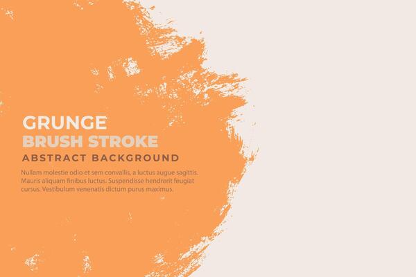 Orange brush stroke hand painted background. Yellow grunge stain on beige background