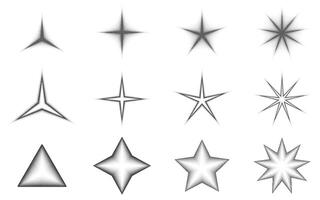 Doted grainy star icon collection. Stipple noise texture star shape. halftone sparkle vector