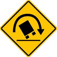 Car rollover sign. Risk rollover on sharp turns, sharp inclines or slopes, and areas with poor road surfaces. Diamond road sign. Rhombus road sign. Warning road sign. vector