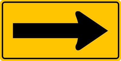 Driving direction sign. The arrow indicates the direction of movement. Permitted directions of movement at intersections, junctions and other sections of the road. Warning yellow road sign. vector