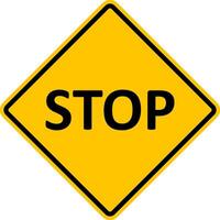 STOP sign. Yellow STOP sign. There's a stop sign ahead. Driving without stopping is prohibited. After stopping, the driver must give way to vehicles and pedestrians who have the right of way. vector