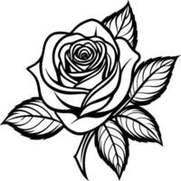Hand drawn simple Floral flowers line art flat design outline, ornaments set. Doodle outline plant. Drawings element silhouette on white background vector